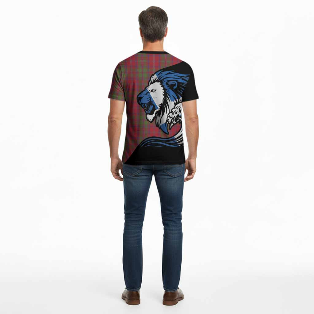 Stewart (Stuart) of Appin Tartan Crest Cotton T-shirt Scottish Golden Lions Wave Flow