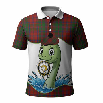 Stewart (Stuart) of Appin Tartan Crest Cute Nessie Polo Shirt Scottish Loch Ness Monster