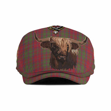 Stewart (Stuart) of Appin Tartan Crest Flat Cap, Jeff Cap Scotland Heilan Coo Tartan Seamless Style