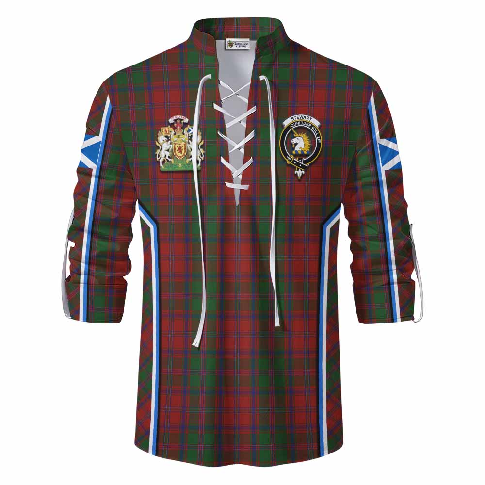 Stewart (Stuart) of Appin Tartan Crest Ghillie Kilt Shirt Scotland Coat of Arm Flag Style - Tartan Vibes Clothing