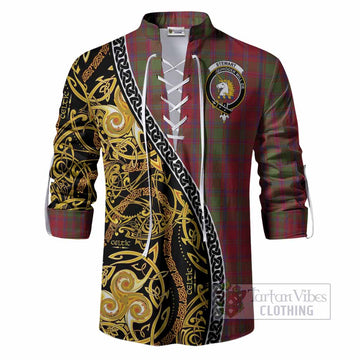 Stewart (Stuart) of Appin Tartan Crest Ghillie Shirt Celtic Knot and Triple Trickle Spiral Symbols