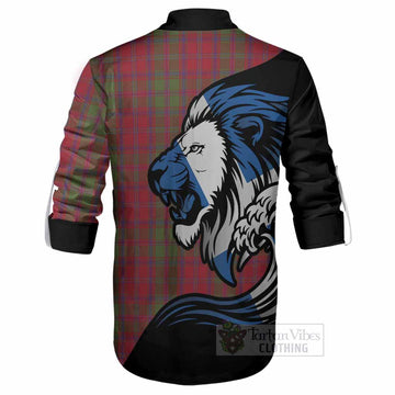 Stewart (Stuart) of Appin Tartan Crest Ghillie Shirt Scottish Golden Lions Wave Flow