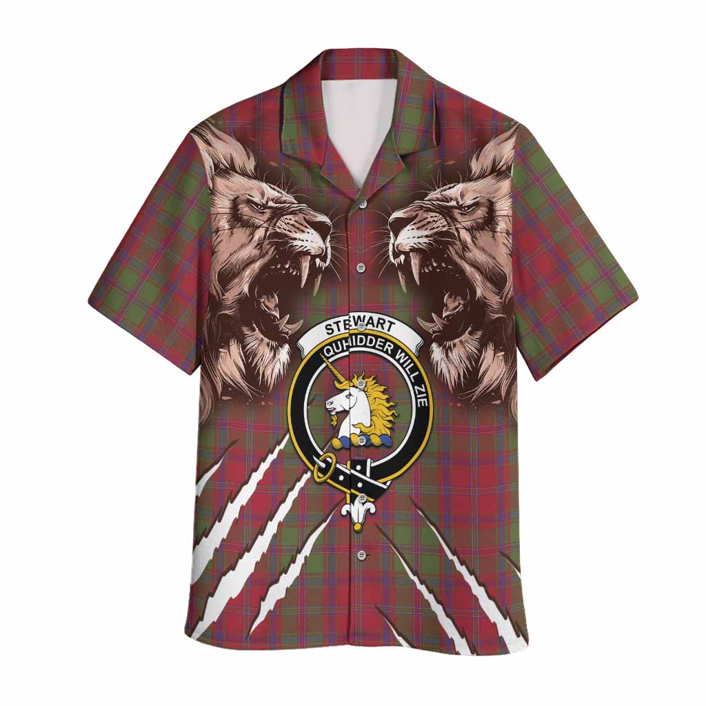 Stewart (Stuart) of Appin Tartan Crest Hawaiian Shirt Ferocious Lion Style
