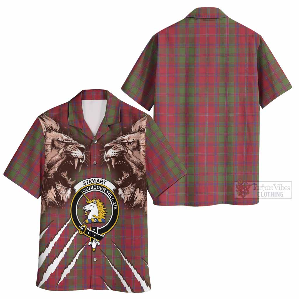 Stewart (Stuart) of Appin Tartan Crest Hawaiian Shirt Ferocious Lion Style