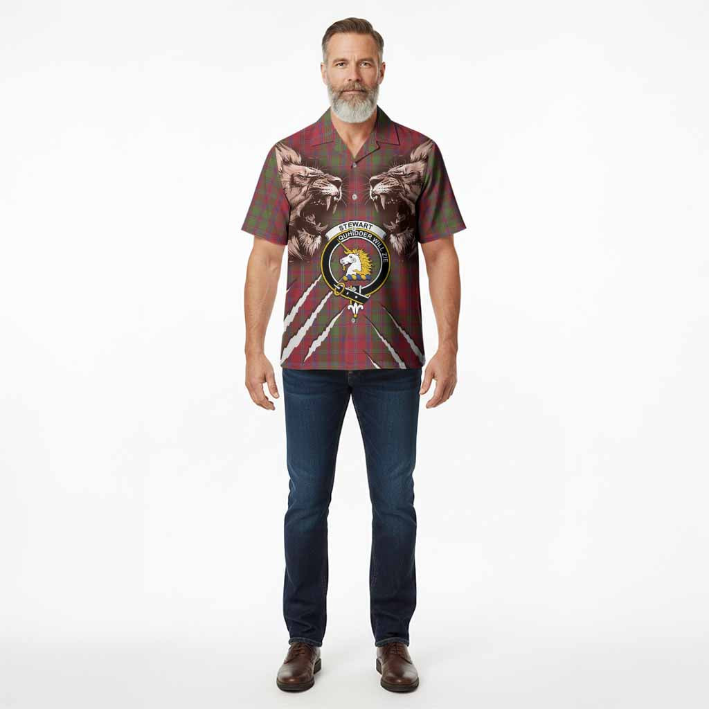 Stewart (Stuart) of Appin Tartan Crest Hawaiian Shirt Ferocious Lion Style