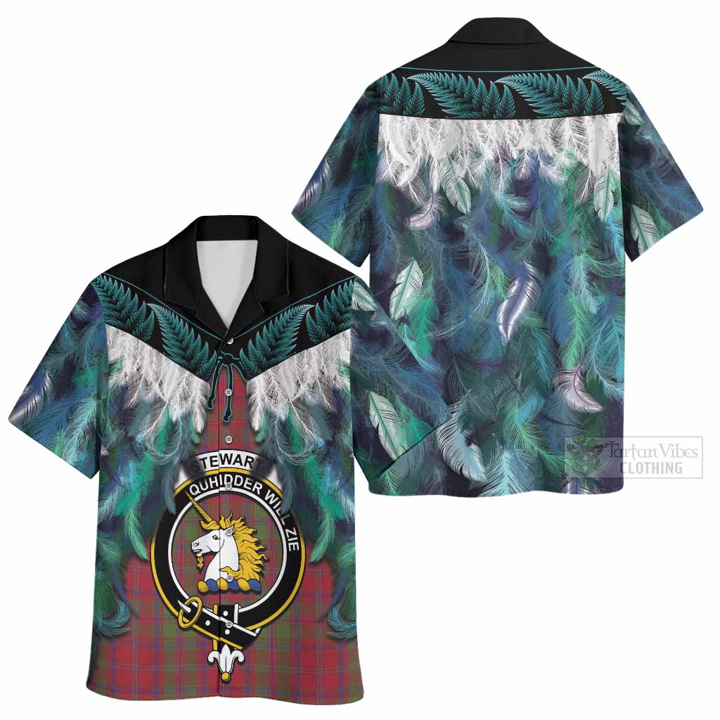 Stewart (Stuart) of Appin Tartan Crest Hawaiian Shirt New Zealand Maori Korowai Cloak