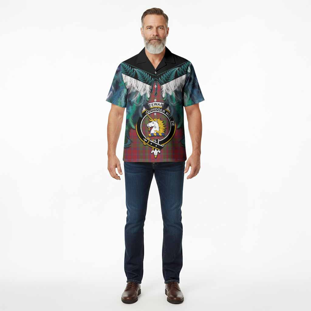 Stewart (Stuart) of Appin Tartan Crest Hawaiian Shirt New Zealand Maori Korowai Cloak