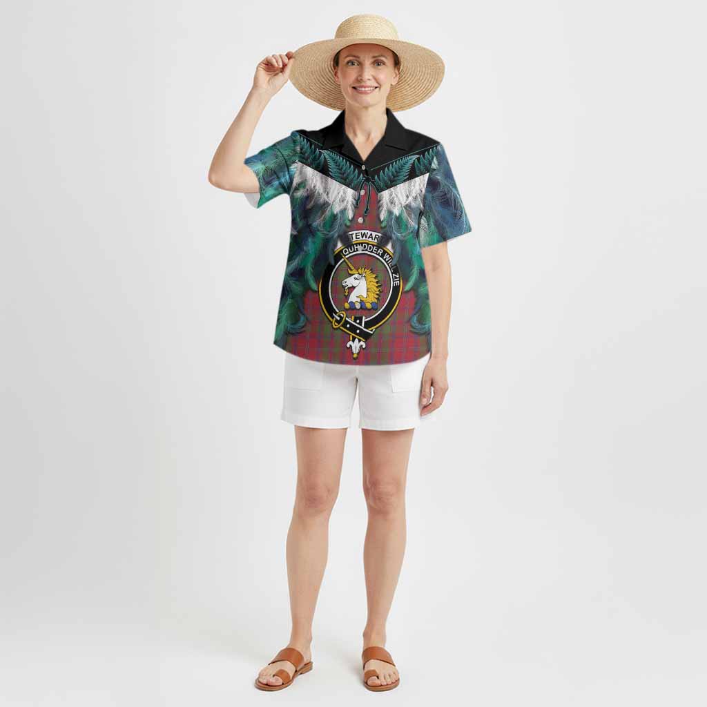 Stewart (Stuart) of Appin Tartan Crest Hawaiian Shirt New Zealand Maori Korowai Cloak