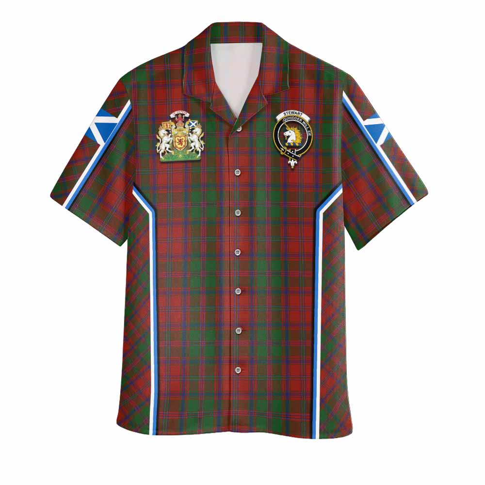 Stewart (Stuart) of Appin Tartan Crest Hawaiian Shirt Scotland Coat of Arm Flag Style - Tartan Vibes Clothing