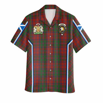 Stewart (Stuart) of Appin Tartan Crest Hawaiian Shirt Scotland Coat of Arm Flag Style