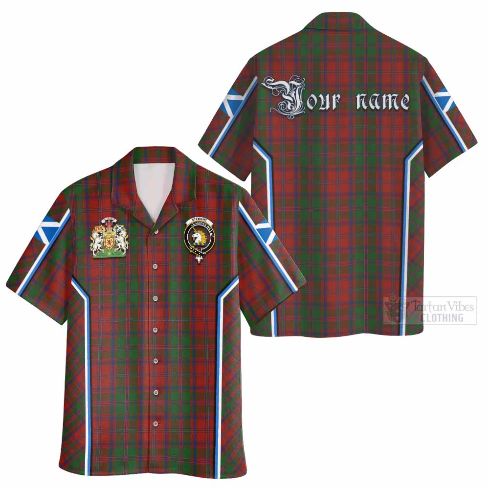 Stewart (Stuart) of Appin Tartan Crest Hawaiian Shirt Scotland Coat of Arm Flag Style - Tartan Vibes Clothing