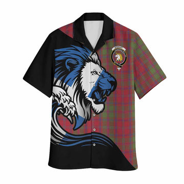 Stewart (Stuart) of Appin Tartan Crest Hawaiian Shirt Scottish Golden Lions Wave Flow