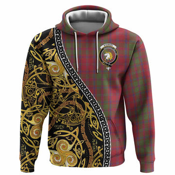 Stewart (Stuart) of Appin Tartan Crest Hoodie Celtic Knot and Triple Trickle Spiral Symbols