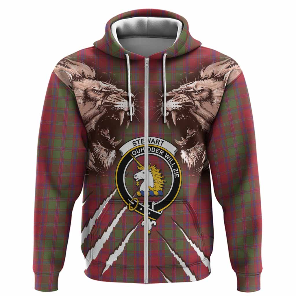 Stewart (Stuart) of Appin Tartan Crest Hoodie Ferocious Lion Style