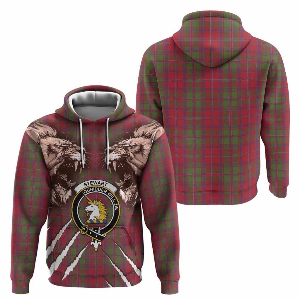 Stewart (Stuart) of Appin Tartan Crest Hoodie Ferocious Lion Style