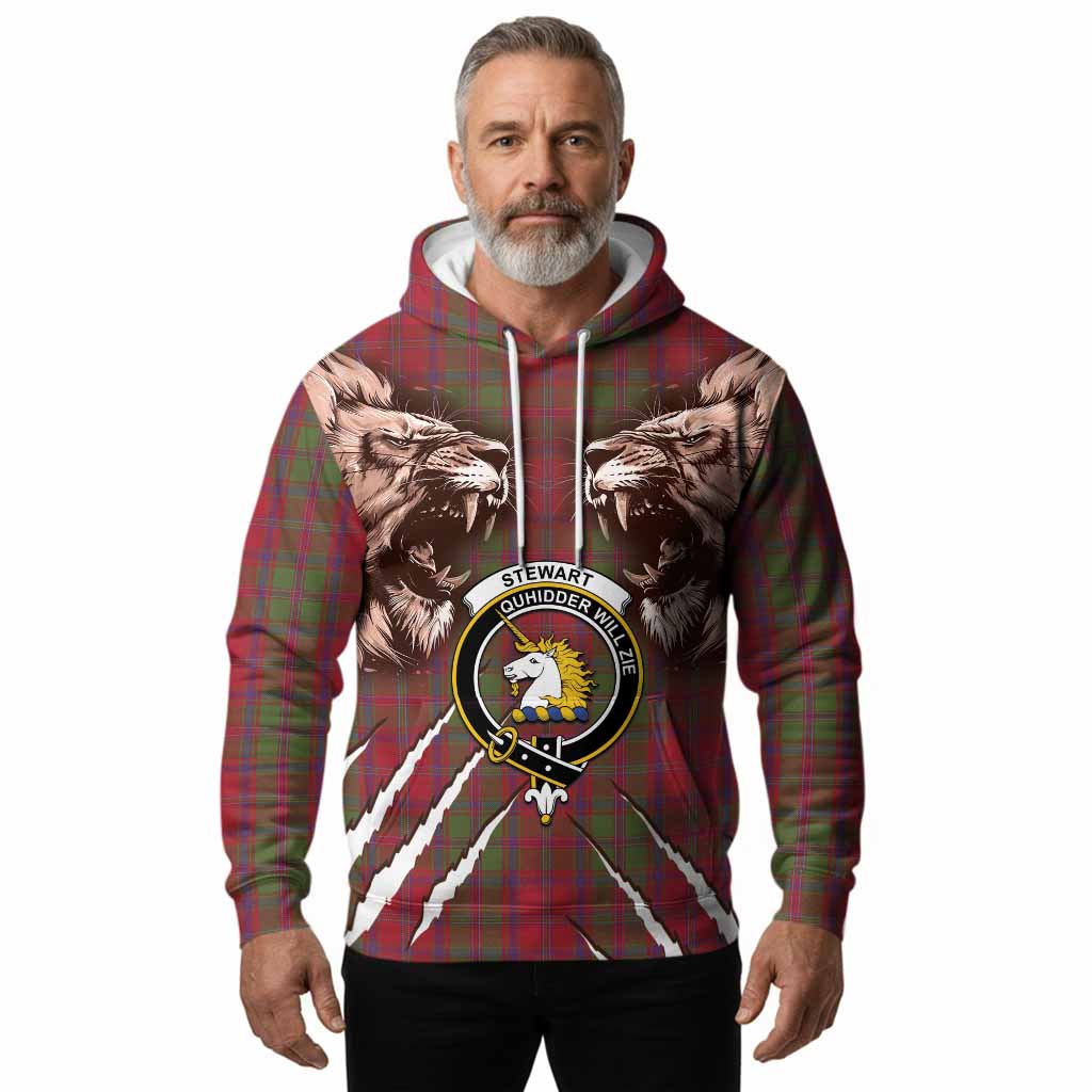 Stewart (Stuart) of Appin Tartan Crest Hoodie Ferocious Lion Style