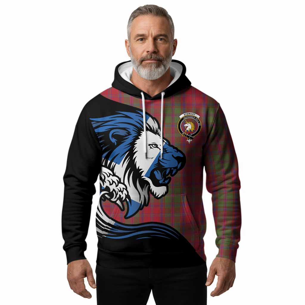 Stewart (Stuart) of Appin Tartan Crest Hoodie Scottish Golden Lions Wave Flow