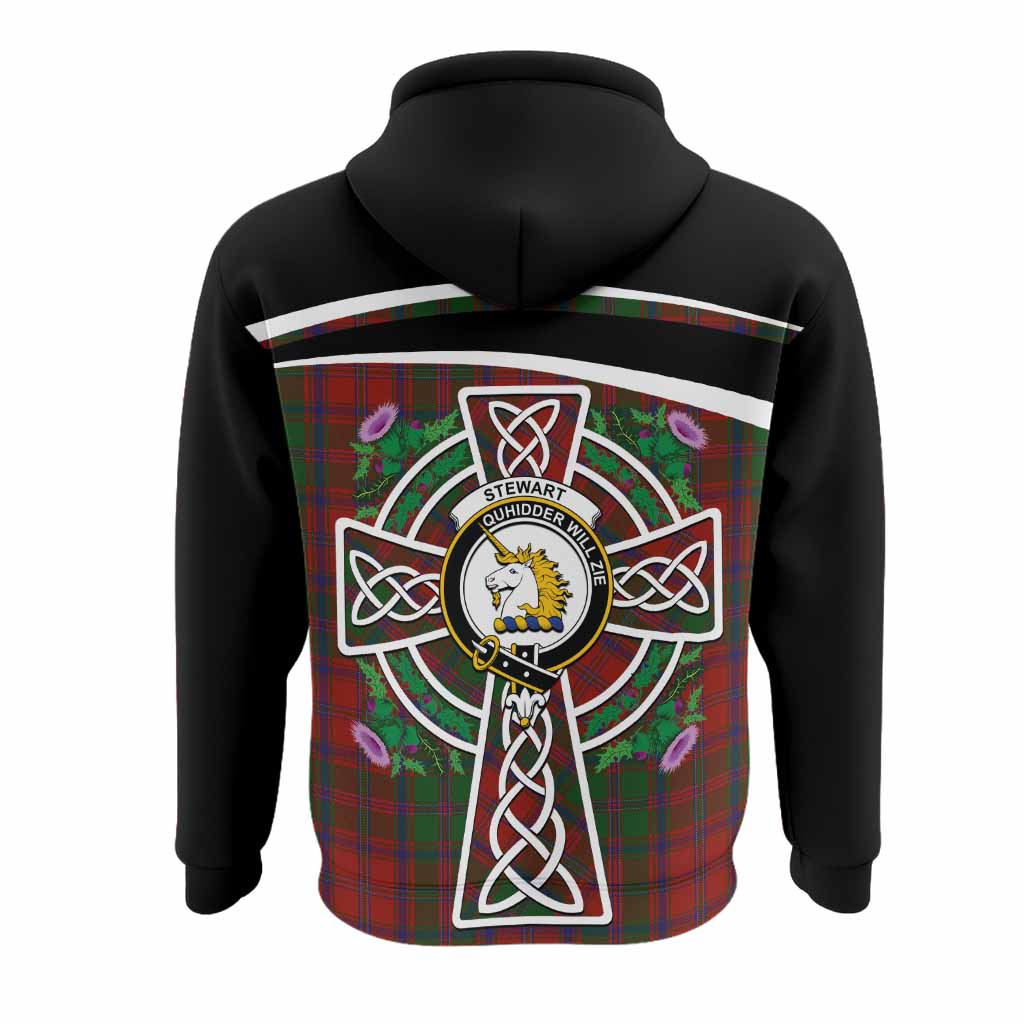 Stewart (Stuart) of Appin Tartan Crest Hoodie Scottish Thistle Celtic Cross Alba Gu Brath