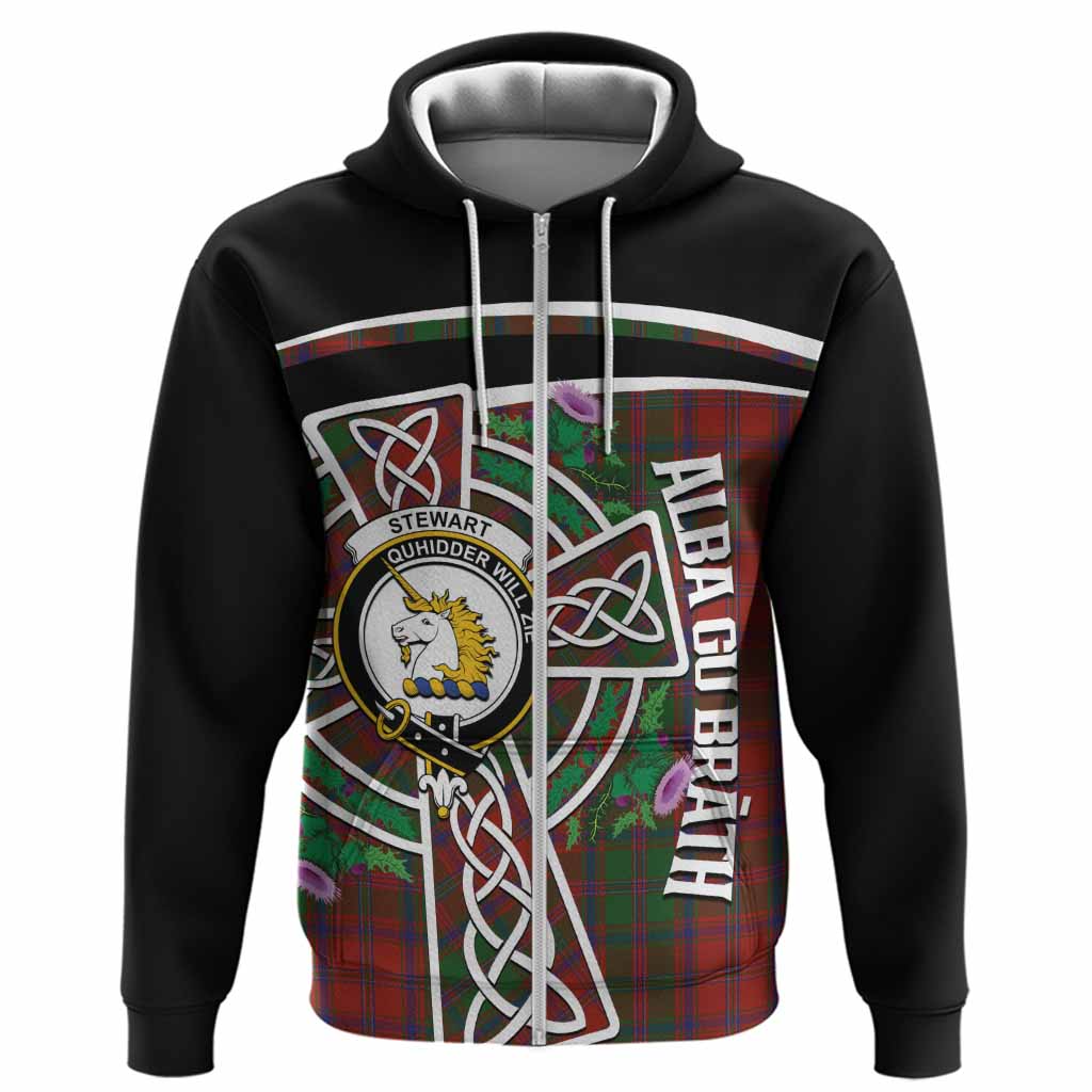 Stewart (Stuart) of Appin Tartan Crest Hoodie Scottish Thistle Celtic Cross Alba Gu Brath