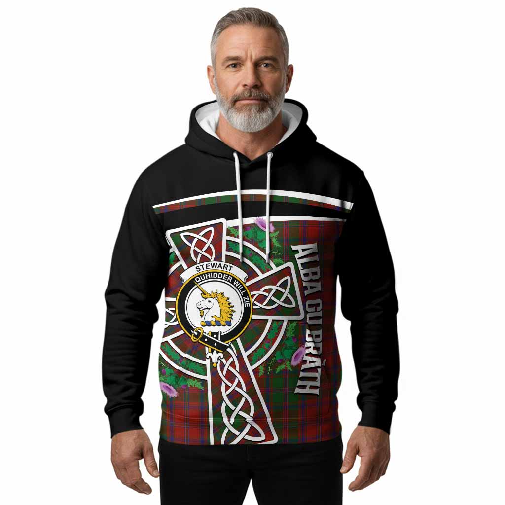 Stewart (Stuart) of Appin Tartan Crest Hoodie Scottish Thistle Celtic Cross Alba Gu Brath