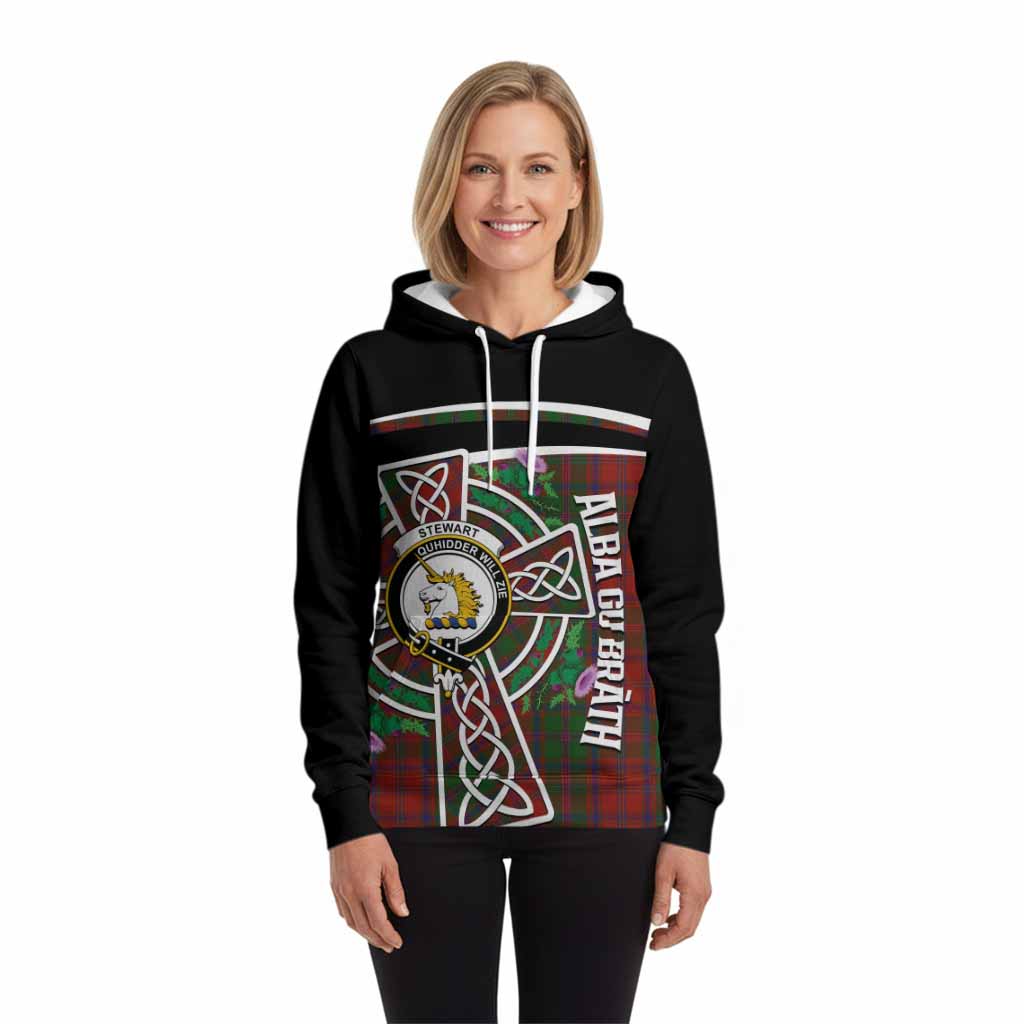 Stewart (Stuart) of Appin Tartan Crest Hoodie Scottish Thistle Celtic Cross Alba Gu Brath