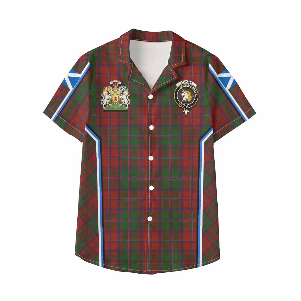 Stewart (Stuart) of Appin Tartan Crest Kid Hawaiian Shirt Scotland Coat of Arm Flag Style - Tartan Vibes Clothing
