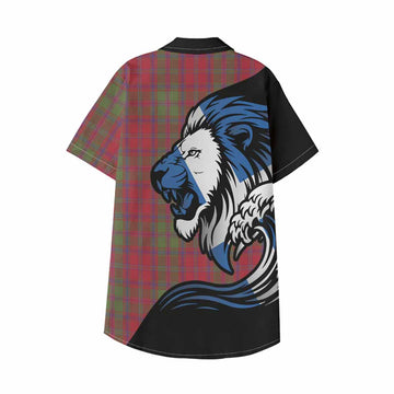 Stewart (Stuart) of Appin Tartan Crest Kid Hawaiian Shirt Scottish Golden Lions Wave Flow