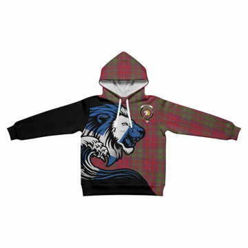 Stewart (Stuart) of Appin Tartan Crest Kid Hoodie Scottish Golden Lions Wave Flow
