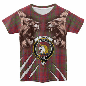 Stewart (Stuart) of Appin Tartan Crest Kid T-shirt Ferocious Lion Style