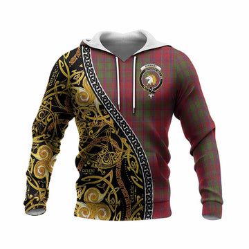 Stewart (Stuart) of Appin Tartan Crest Knitted Hoodie Celtic Knot and Triple Trickle Spiral Symbols
