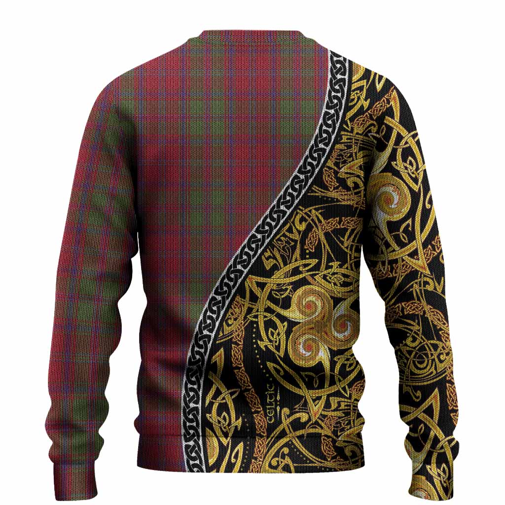 Stewart (Stuart) of Appin Tartan Crest Knitted Sweater Celtic Knot and Triple Trickle Spiral Symbols
