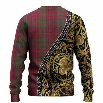 Stewart (Stuart) of Appin Tartan Crest Knitted Sweater Celtic Knot and Triple Trickle Spiral Symbols