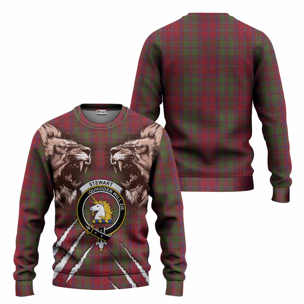 Stewart (Stuart) of Appin Tartan Crest Knitted Sweater Ferocious Lion Style