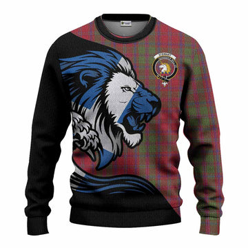 Stewart (Stuart) of Appin Tartan Crest Knitted Sweater Scottish Golden Lions Wave Flow