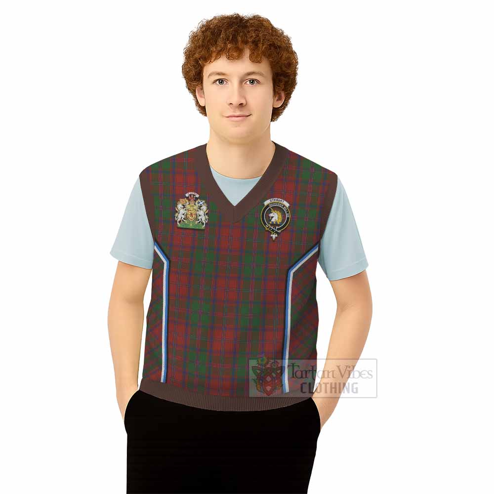 Stewart (Stuart) of Appin Tartan Crest Knitted V-Neck Vest Scotland Coat of Arm Flag Style - Tartan Vibes Clothing