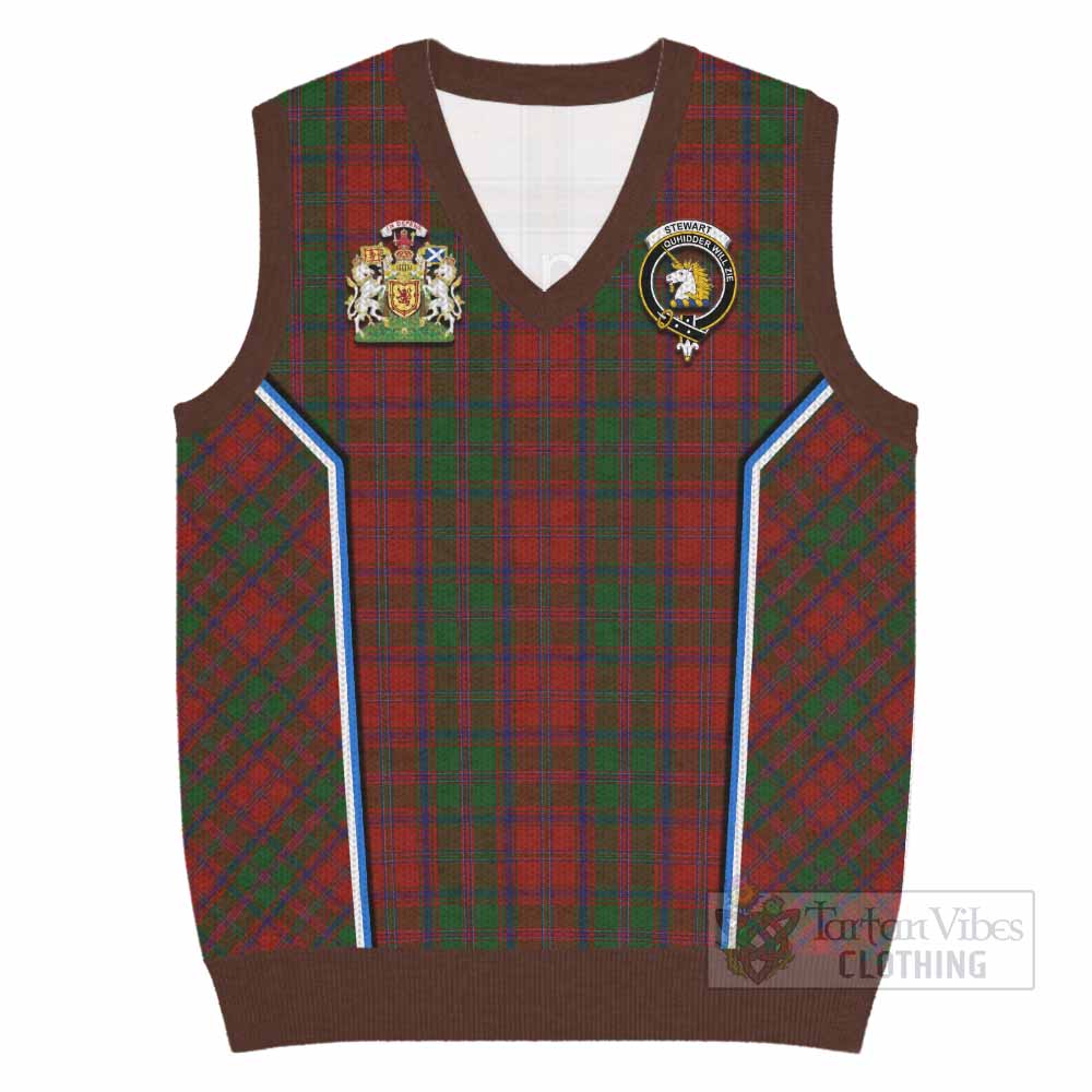 Stewart (Stuart) of Appin Tartan Crest Knitted V-Neck Vest Scotland Coat of Arm Flag Style - Tartan Vibes Clothing