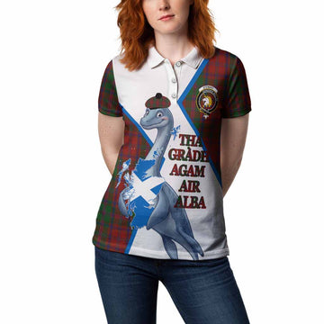 Stewart (Stuart) of Appin Tartan Crest Loch Ness Monster Women Polo Shirt Nessie Scottish Map Tha Gradh Agam Air Alba