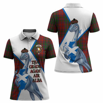 Stewart (Stuart) of Appin Tartan Crest Loch Ness Monster Women Polo Shirt Nessie Scottish Map Tha Gradh Agam Air Alba