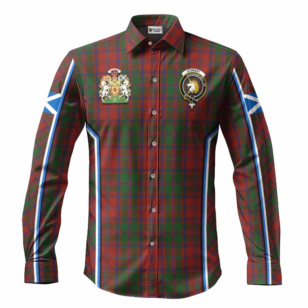 Stewart (Stuart) of Appin Tartan Crest Long Sleeve Button Shirts Scotland Coat of Arm Flag Style - Tartan Vibes Clothing