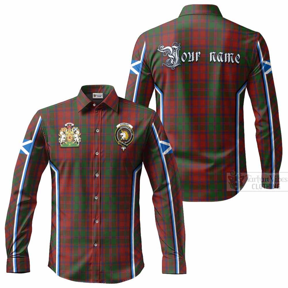 Stewart (Stuart) of Appin Tartan Crest Long Sleeve Button Shirts Scotland Coat of Arm Flag Style - Tartan Vibes Clothing