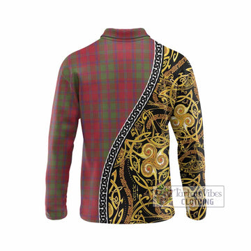 Stewart (Stuart) of Appin Tartan Crest Long Sleeve Polo Shirt Celtic Knot and Triple Trickle Spiral Symbols