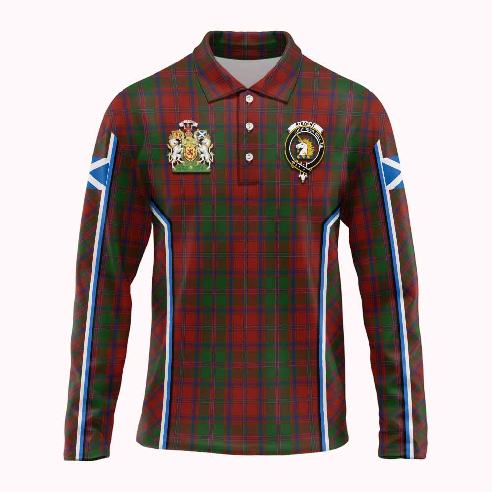 Stewart (Stuart) of Appin Tartan Crest Long Sleeve Polo Shirt Scotland Coat of Arm Flag Style - Tartan Vibes Clothing