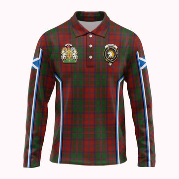 Stewart (Stuart) of Appin Tartan Crest Long Sleeve Polo Shirt Scotland Coat of Arm Flag Style - Tartan Vibes Clothing