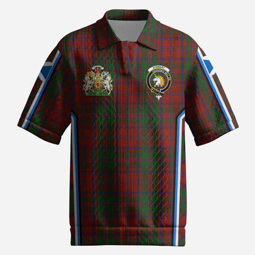 Stewart (Stuart) of Appin Tartan Crest Men’s Polo Sweater Top Scotland Coat of Arm Flag Style