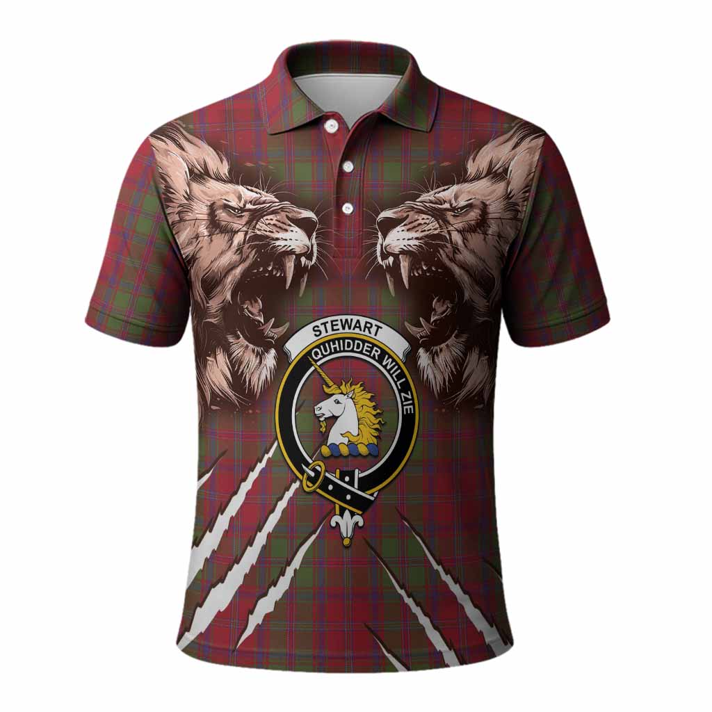 Stewart (Stuart) of Appin Tartan Crest Polo Shirt Ferocious Lion Style