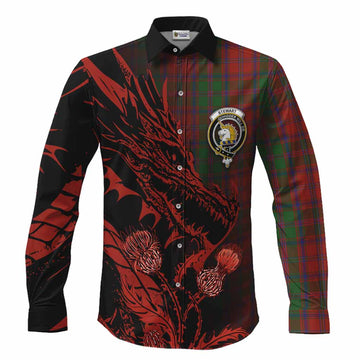 Stewart (Stuart) of Appin Tartan Crest Scottish Long Sleeve Button Shirts Dragon and Thistle