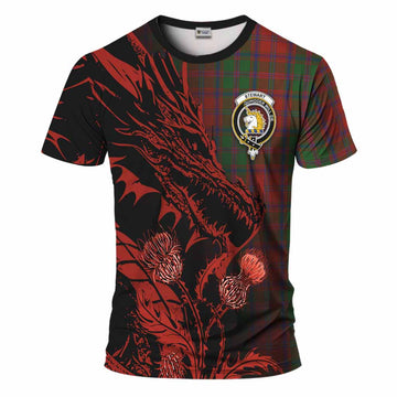 Stewart (Stuart) of Appin Tartan Crest Scottish T-Shirt Dragon and Thistle