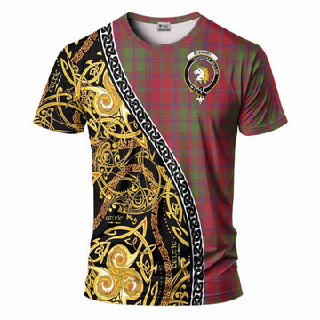 Stewart (Stuart) of Appin Tartan Crest T-Shirt Celtic Knot and Triple Trickle Spiral Symbols