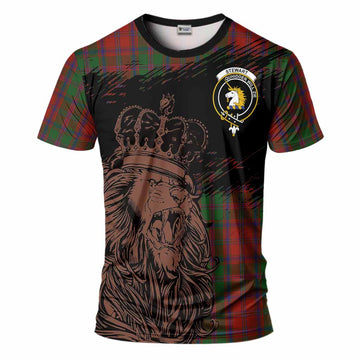 Stewart (Stuart) of Appin Tartan Crest T-Shirt Crowned Lion Heritage Style