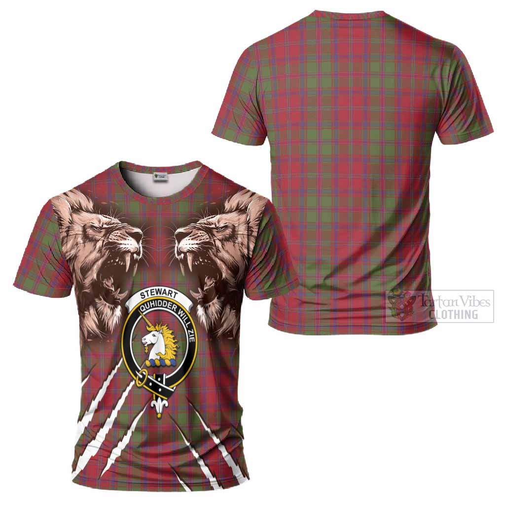 Stewart (Stuart) of Appin Tartan Crest T-Shirt Ferocious Lion Style
